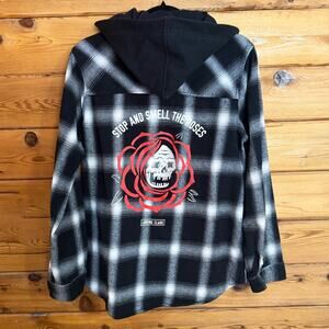 Lurking Class Art Stop & Smell The Roses Hooded Flannel Large